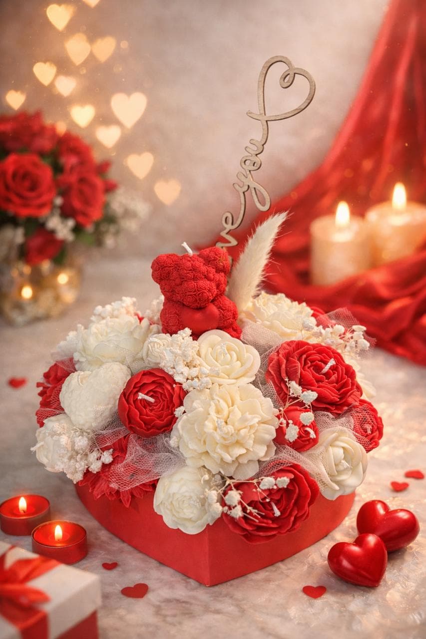 ❤️ Valentijn Kaarsenboeket – Handgemaakt & Uniek ❤️
